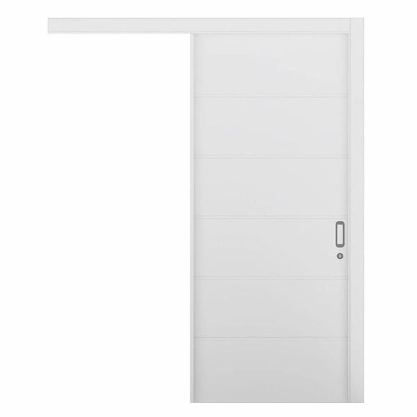 Kit Porta Bella Correr Mdp Branco Acabado Batente 14cm Com Ferragens210x82 Esquerda Vert